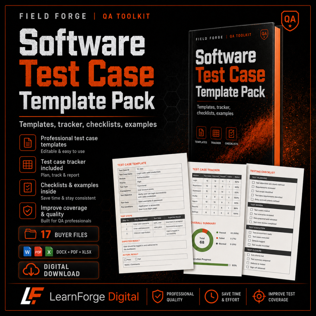 Software Test Case Template Pack
